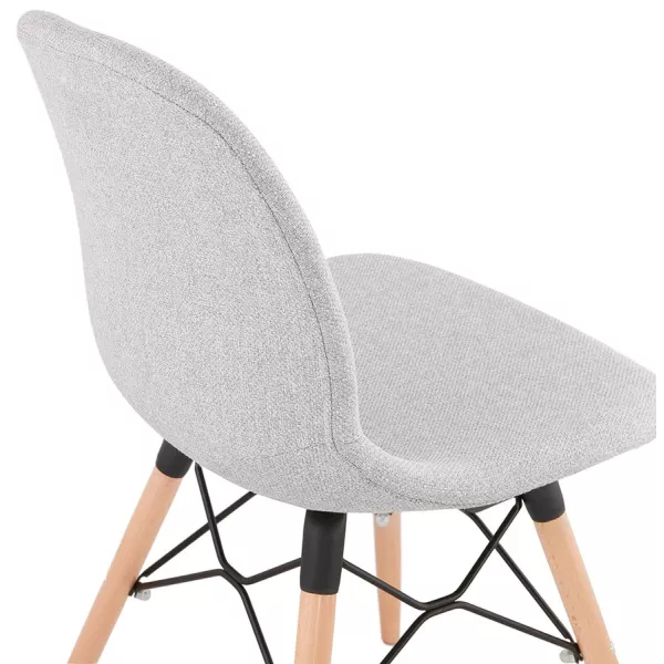 Chaise design et scandinave en tissu pieds bois finition naturelle et noir MASHA (gris clair) à associer à Chaises En Bois Massi