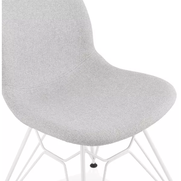 Chaise design industrielle en tissu pieds métal blanc MOUNA (gris clair)