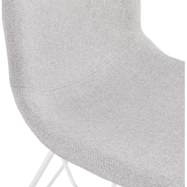 Chaise design industrielle en tissu pieds métal blanc MOUNA (gris clair)