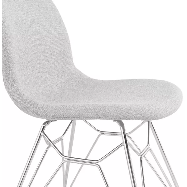 Chaise design industrielle en tissu pieds métal chromé MOUNA (gris clair)