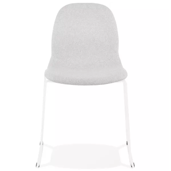 Chaise design empilable en tissu pieds métal blanc MANOU (gris clair)