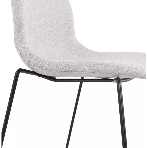 Chaise design empilable en tissu pieds métal noir MANOU (gris clair) à associer à Chaises Contemporaines En Cuir