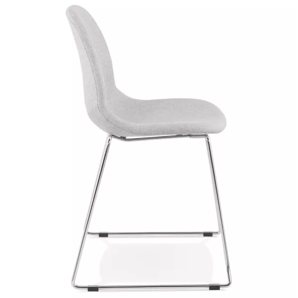 Chaise design empilable en tissu pieds métal chromé MANOU (gris clair)