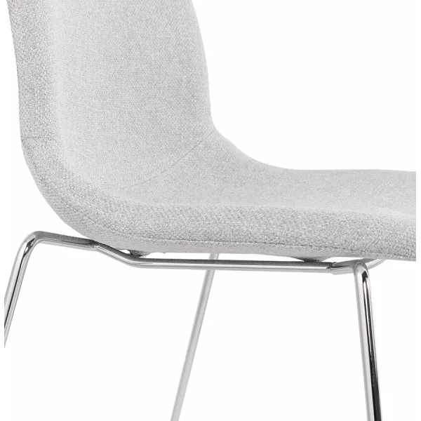 Chaise design empilable en tissu pieds métal chromé MANOU (gris clair)