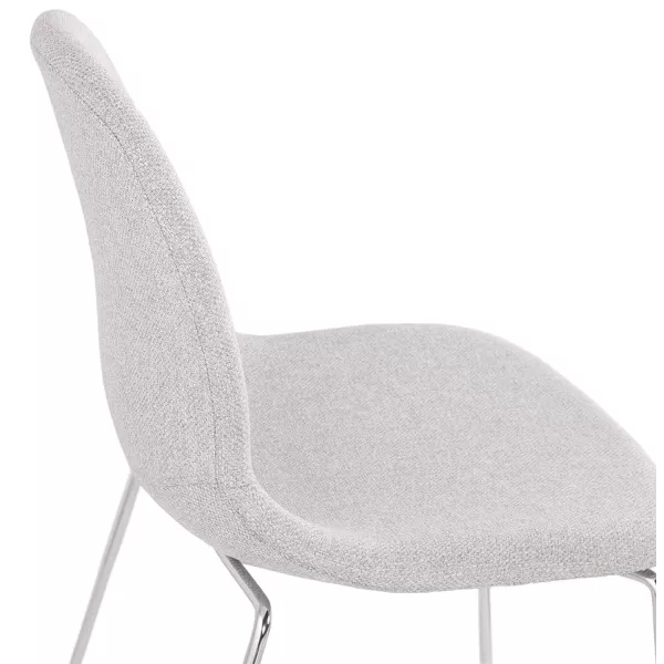 Chaise design empilable en tissu pieds métal chromé MANOU (gris clair)