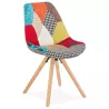 Chaise bohème patchwork en tissu pieds bois finition naturelle MANAO (multicolore)