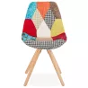 Chaise bohème patchwork en tissu pieds bois finition naturelle MANAO (multicolore)