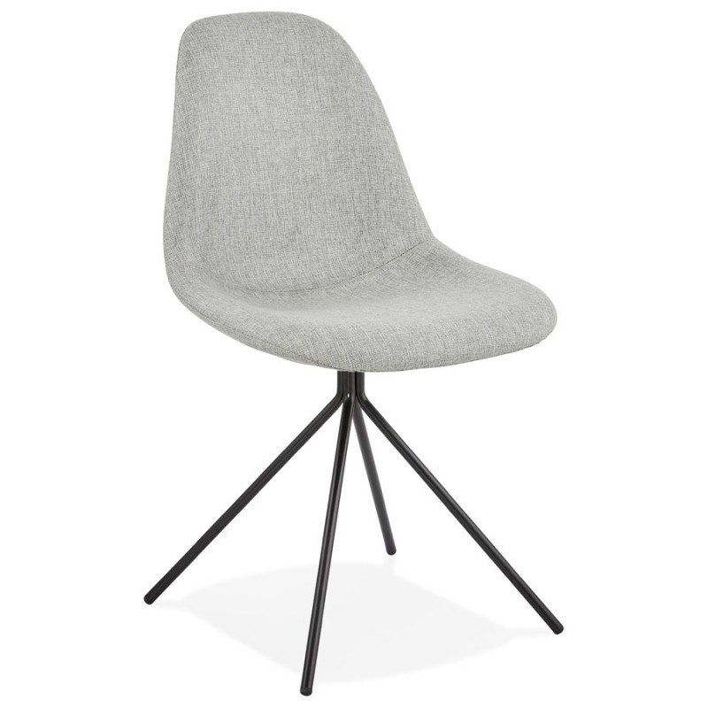 Chaise design et scandinave en tissu pieds métal noir MALVIN (gris clair)