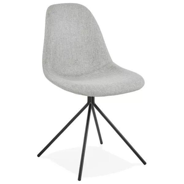 Chaise design et scandinave en tissu pieds métal noir MALVIN (gris clair)