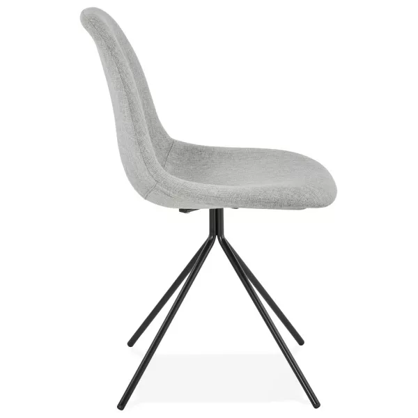 Chaise design et scandinave en tissu pieds métal noir MALVIN (gris clair)