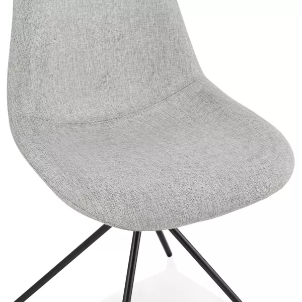 Chaise design et scandinave en tissu pieds métal noir MALVIN (gris clair)