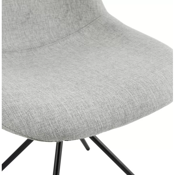 Chaise design et scandinave en tissu pieds métal noir MALVIN (gris clair)