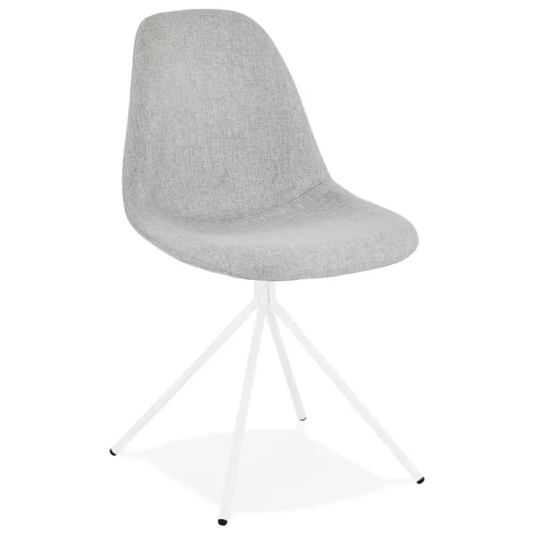 Chaise design et scandinave en tissu pieds métal blanc MALVIN (gris clair)