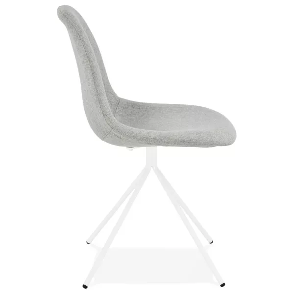 Chaise design et scandinave en tissu pieds métal blanc MALVIN (gris clair)