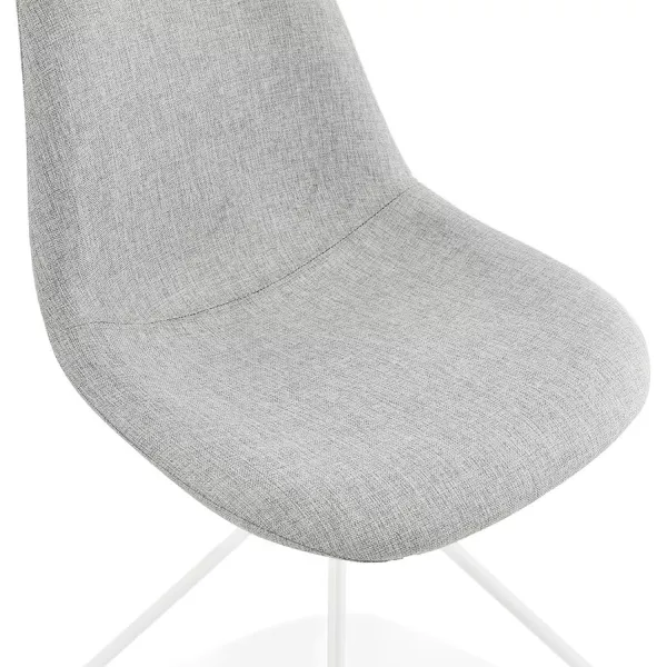 Chaise design et scandinave en tissu pieds métal blanc MALVIN (gris clair)