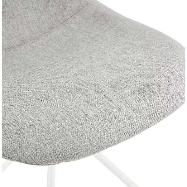 Chaise design et scandinave en tissu pieds métal blanc MALVIN (gris clair)