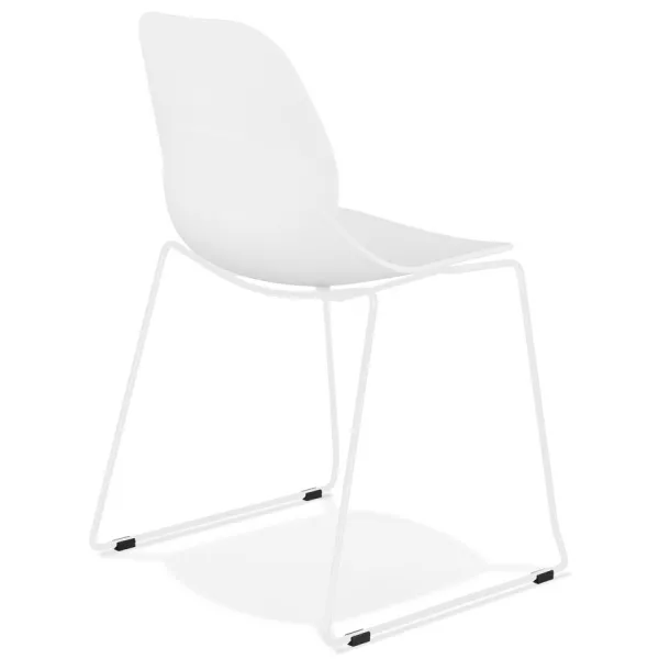 Chaise design empilable pieds métal blanc MALAURY (blanc)