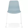 Chaise moderne empilable pieds métal blanc ALIX (bleu ciel)