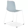 Chaise moderne empilable pieds métal blanc ALIX (bleu ciel)