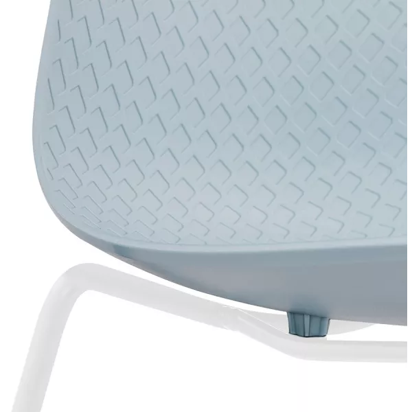 Chaise moderne empilable pieds métal blanc ALIX (bleu ciel)