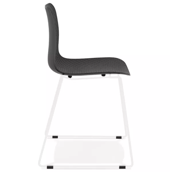 Chaise moderne empilable pieds métal blanc ALIX (noir)