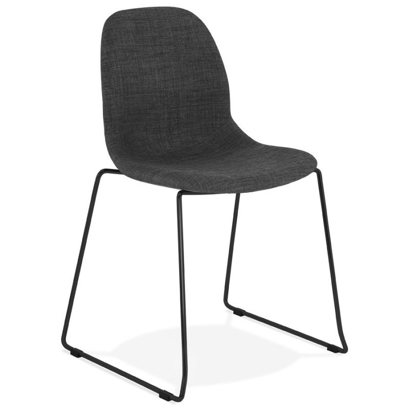 Chaise design empilable en tissu pieds métal noir MANOU (gris foncé)