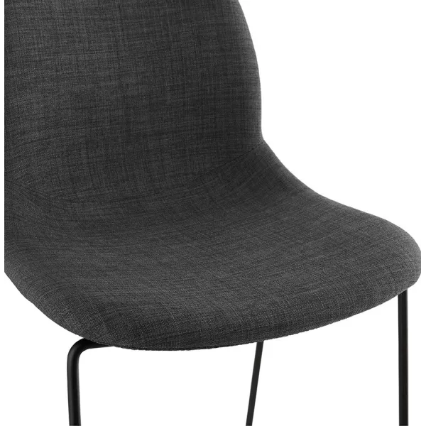 Chaise design empilable en tissu pieds métal noir MANOU (gris foncé)