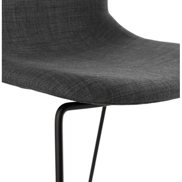 Chaise design empilable en tissu pieds métal noir MANOU (gris foncé)