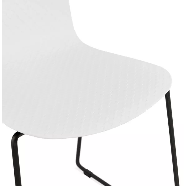 Chaise moderne empilable pieds métal noir ALIX (blanc)