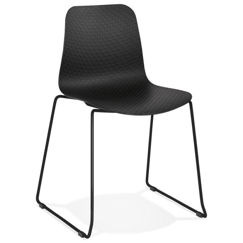 Modern chair stackable black metal feet ALIX (black) to associate with Rattan Chairs For A Natural Style