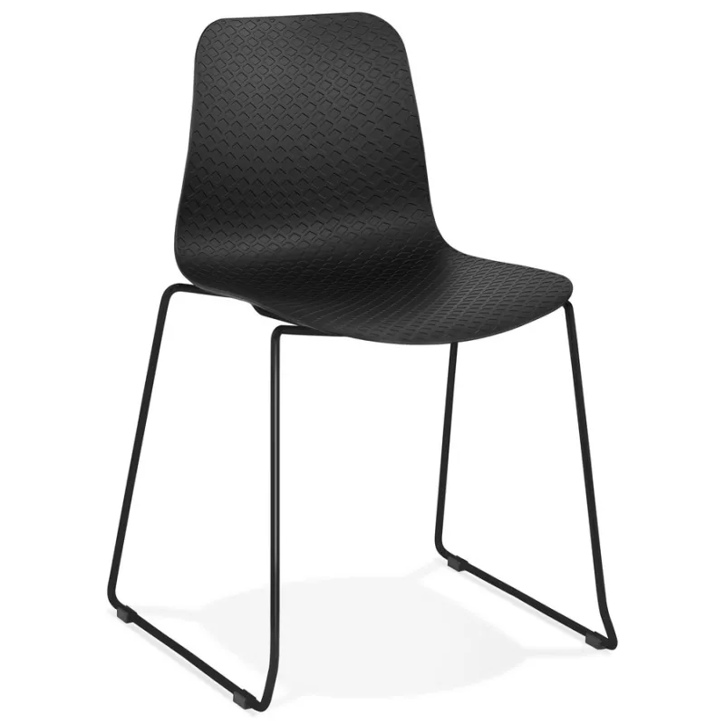 Silla moderna apilable patas de metal negro ALIX (negro) asociarse con Sillas Industriales En Metal Y Madera