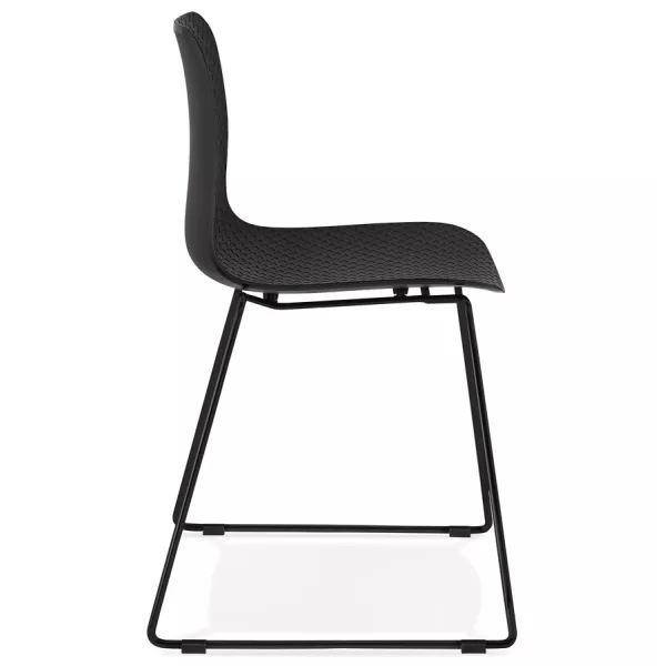 Chaise moderne empilable pieds métal noir ALIX (noir) à associer à Chaises Scandinaves Au Design Épuré