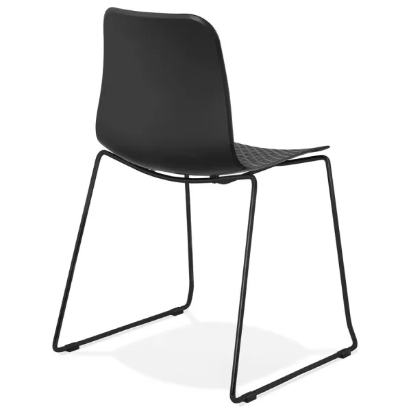 Silla moderna apilable patas de metal negro ALIX (negro) asociarse con Sillas Industriales En Metal Y Madera