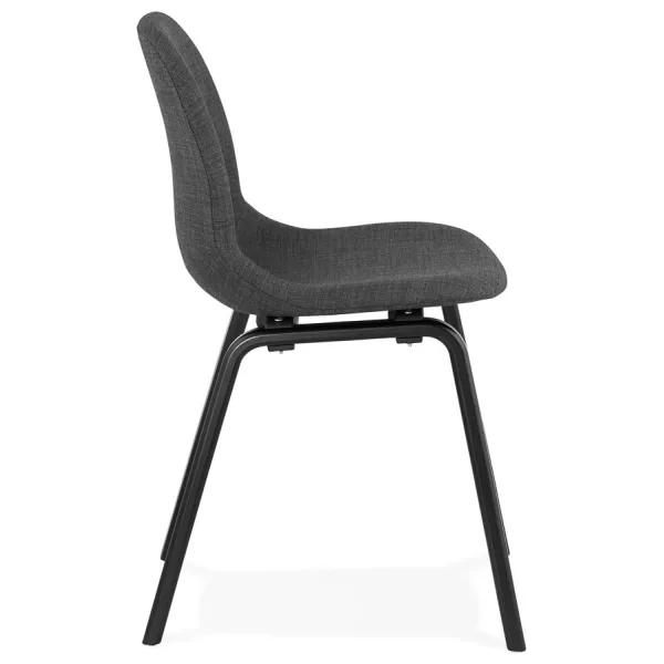 Chaise design et contemporaine en tissu pieds bois noir MARTINA (gris anthracite)