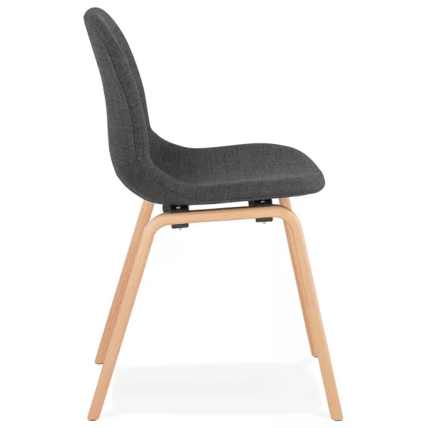 Chaise design et scandinave en tissu pied bois finition naturelle MARTINA (gris anthracite)