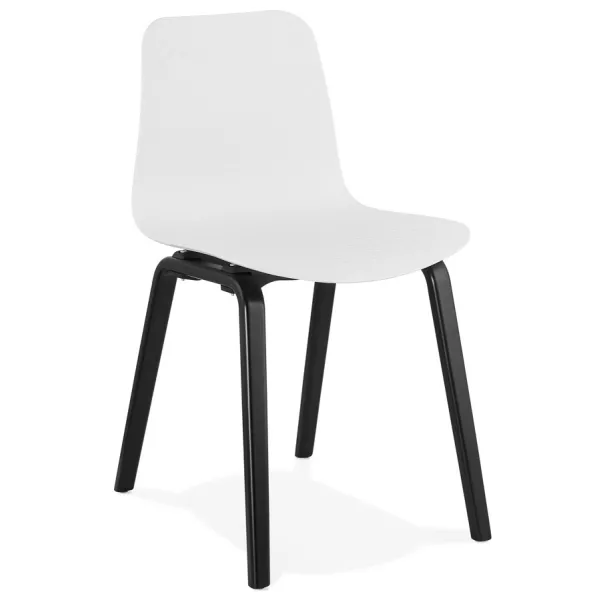 Chaise design pieds bois noir SANDY (blanc)