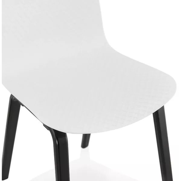 Chaise design pieds bois noir SANDY (blanc)