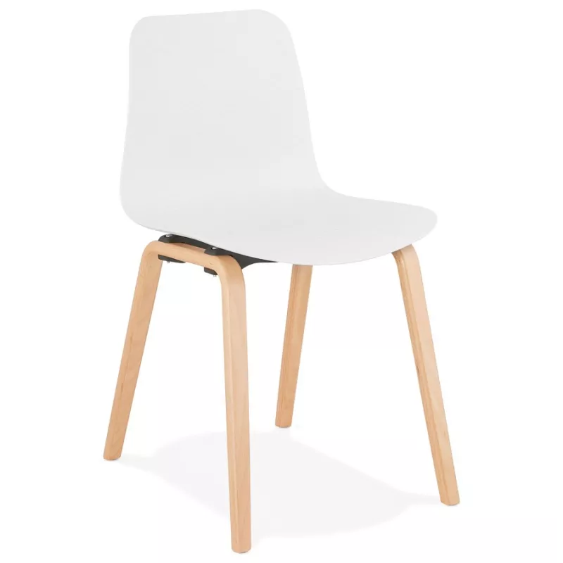 Chaise design scandinave pied bois finition naturelle SANDY (blanc) à associer à Chaises Scandinaves Au Design Épuré