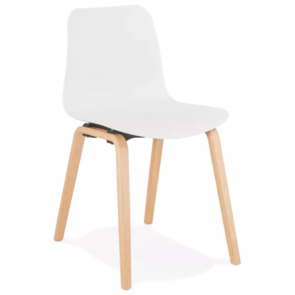 Chaise design scandinave pied bois finition naturelle SANDY (blanc) à associer à Chaises Scandinaves Au Design Épuré