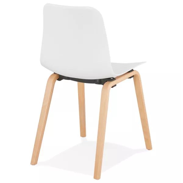 Chaise design scandinave pied bois finition naturelle SANDY (blanc) à associer à Chaises Pliantes Pratiques Et Robustes