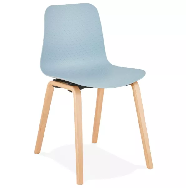 Chaise design scandinave pied bois finition naturelle SANDY (bleu ciel)