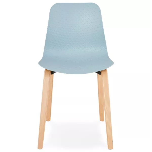 Chaise design scandinave pied bois finition naturelle SANDY (bleu ciel)