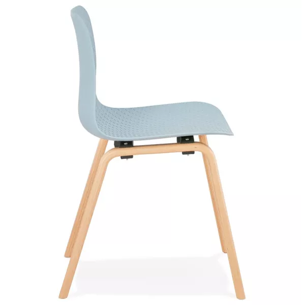 Chaise design scandinave pied bois finition naturelle SANDY (bleu ciel)