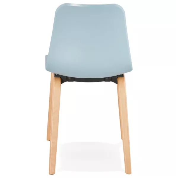 Chaise design scandinave pied bois finition naturelle SANDY (bleu ciel)