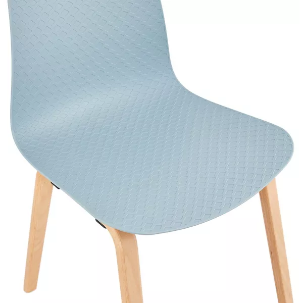 Chaise design scandinave pied bois finition naturelle SANDY (bleu ciel)