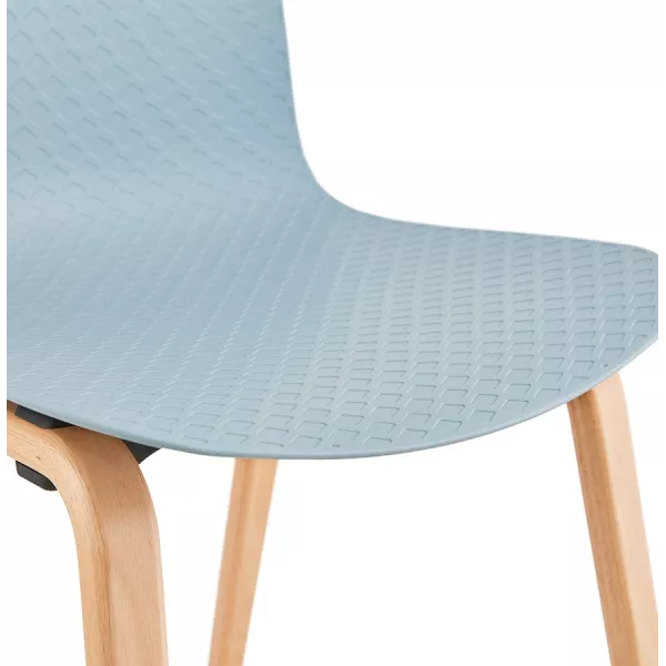 Chaise design scandinave pied bois finition naturelle SANDY (bleu ciel)