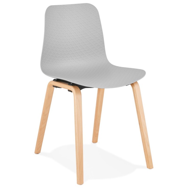 Chaise design scandinave pied bois finition naturelle SANDY (gris clair)