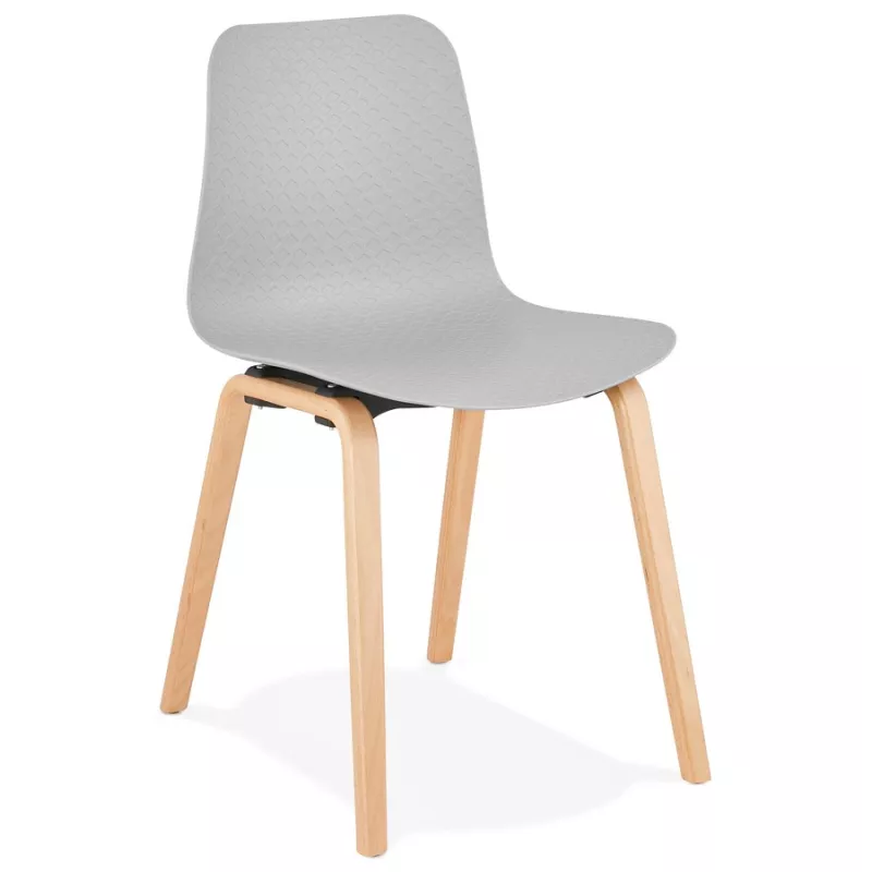 Chaise design scandinave pied bois finition naturelle SANDY (gris clair)