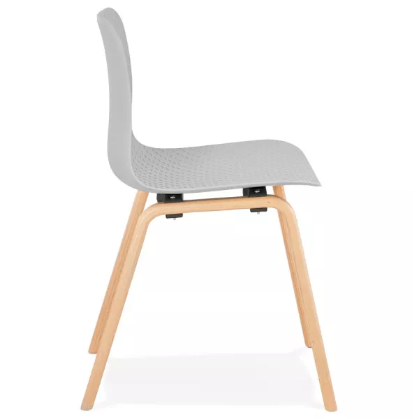 Chaise design scandinave pied bois finition naturelle SANDY (gris clair)