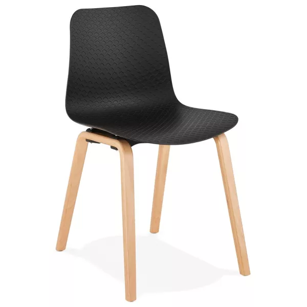 Chaise design scandinave pied bois finition naturelle SANDY (noir)